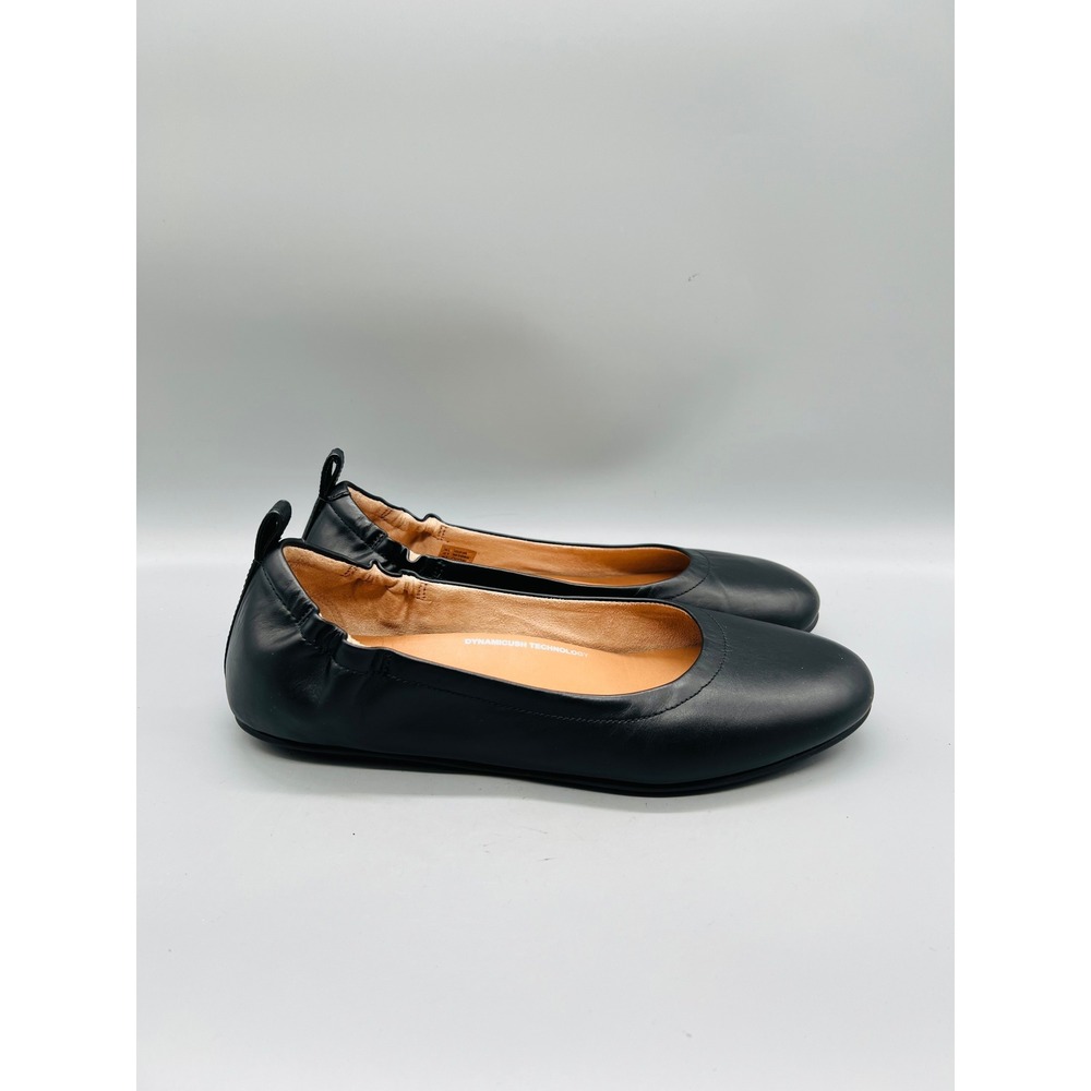 FitFlop Shoes Women 10 Black Leather Allegro Ballet Flats Slip On Comfort Casual